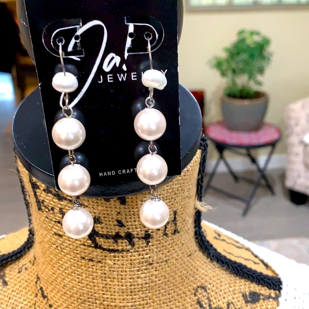 NEW - not your mothers statement pearl earrings..artisan, vintage
